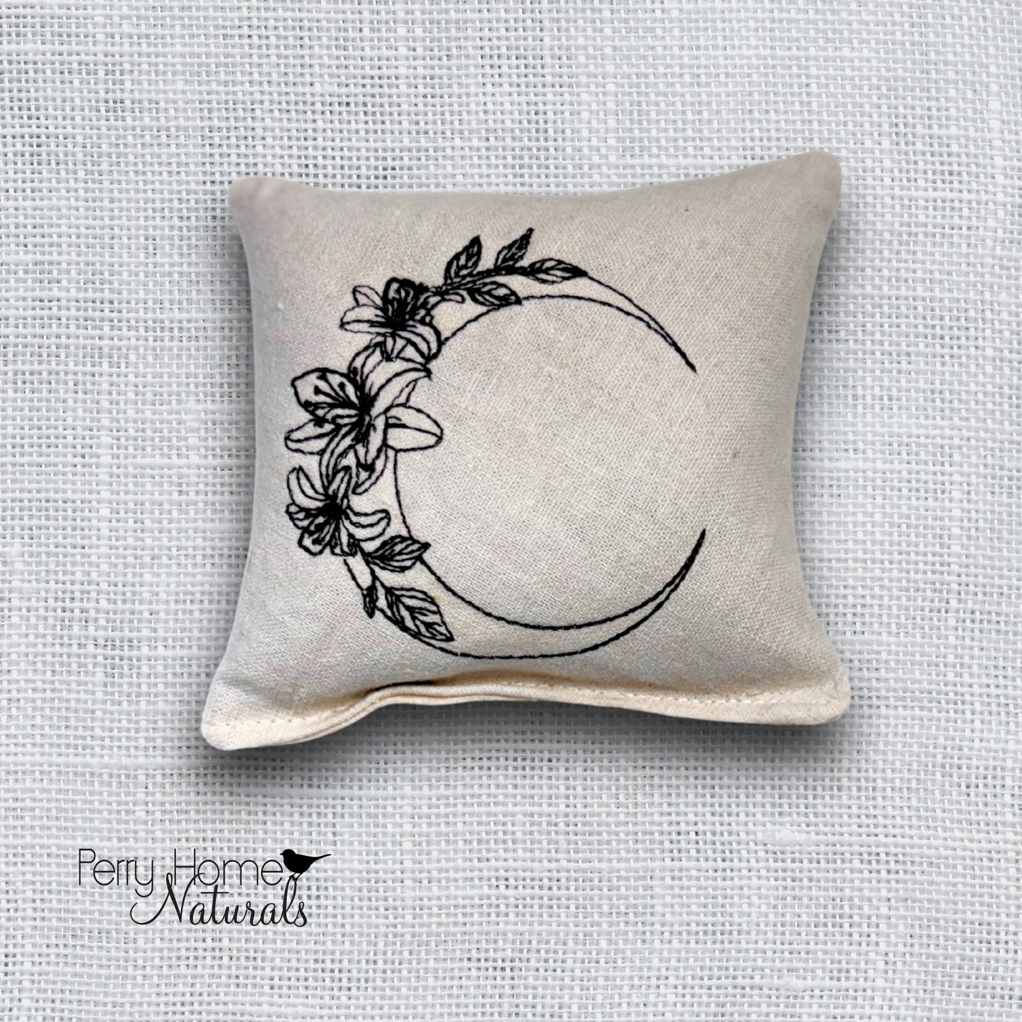 Moon Flower Embroidered Linen Sachet