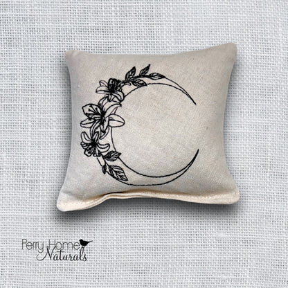 Moon Flower Embroidered Linen Sachet