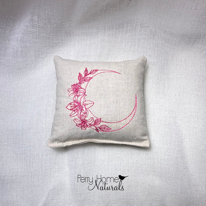 Moon Flower Embroidered Linen Sachet