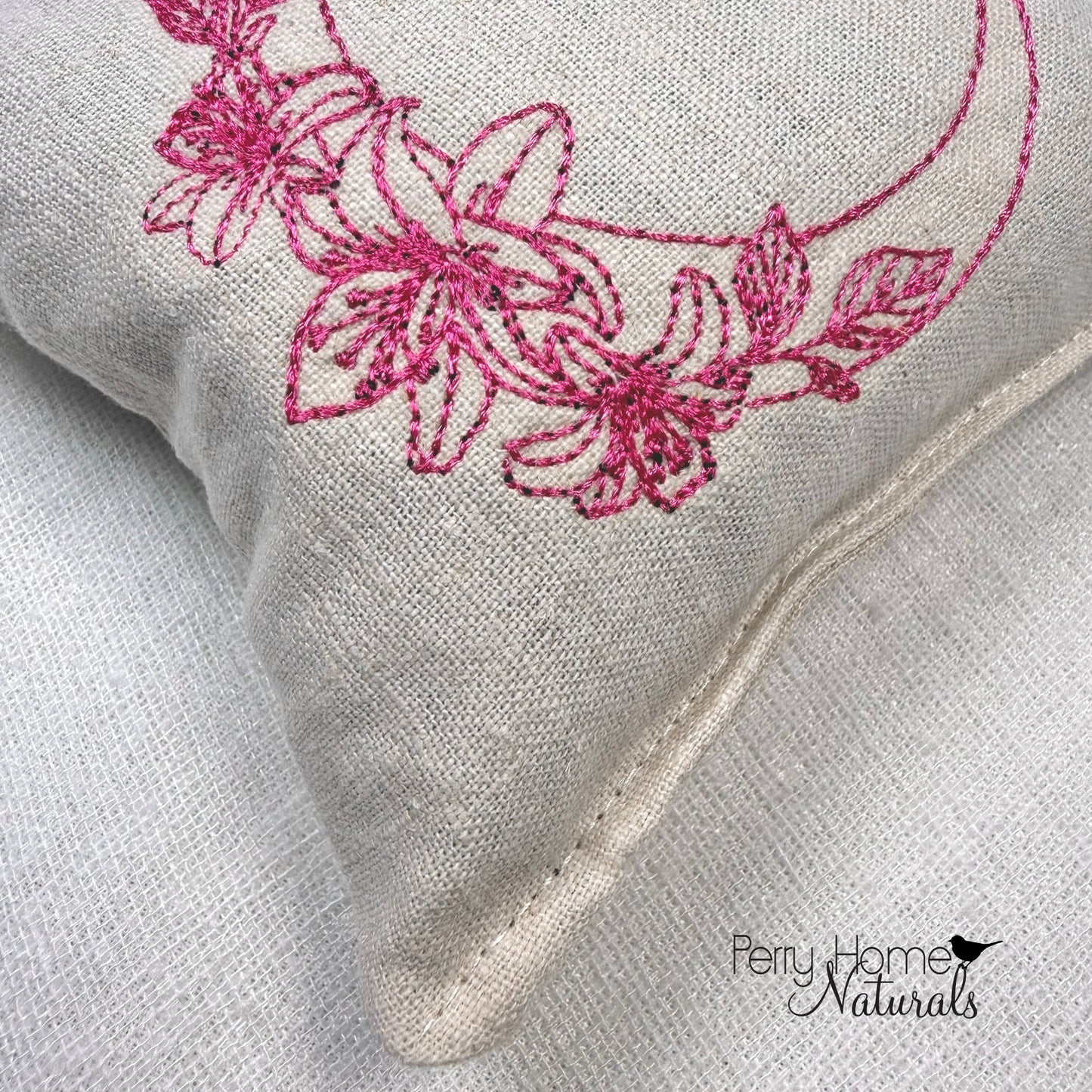 Moon Flower Embroidered Linen Sachet