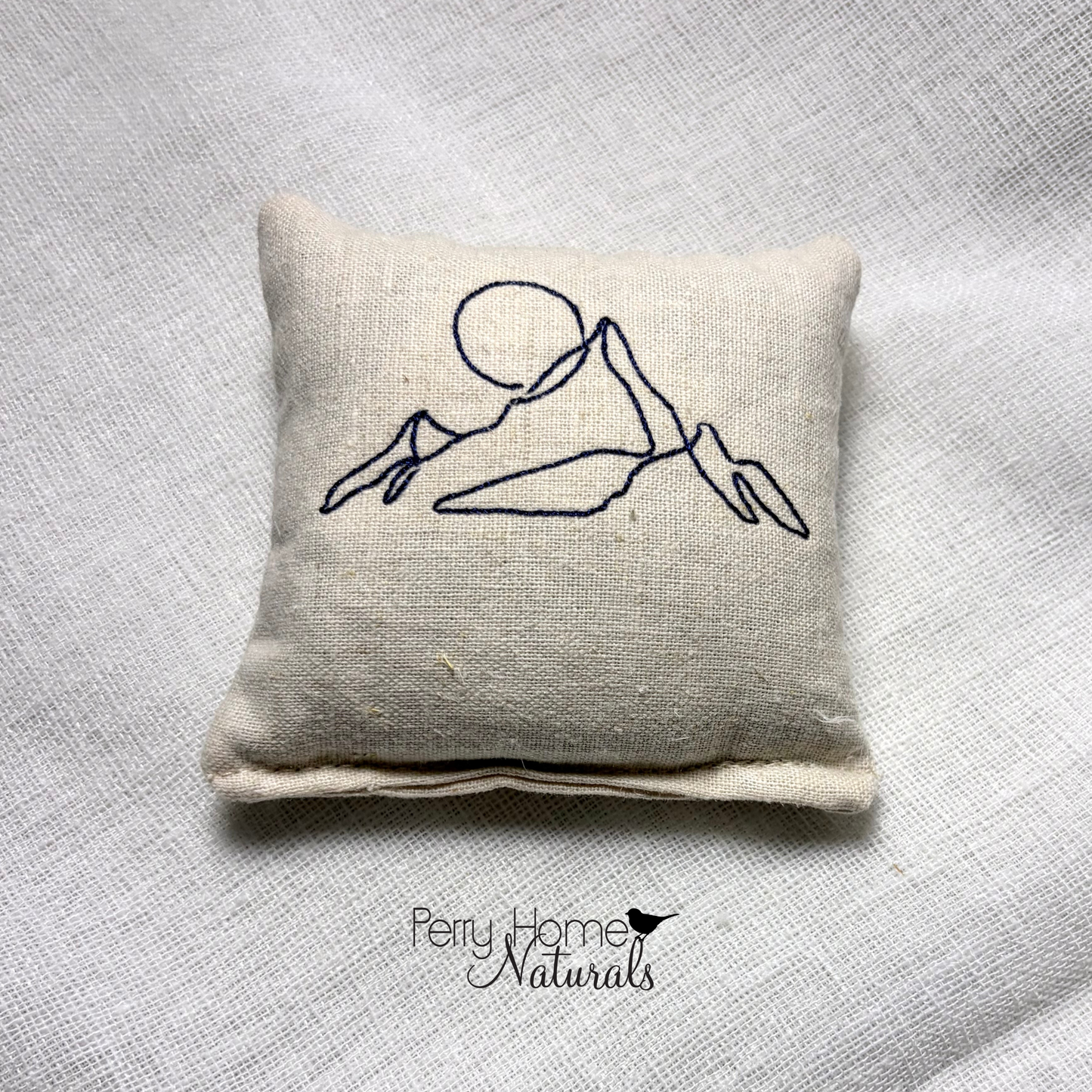 Mountain Horizon Embroidered Linen Sachet