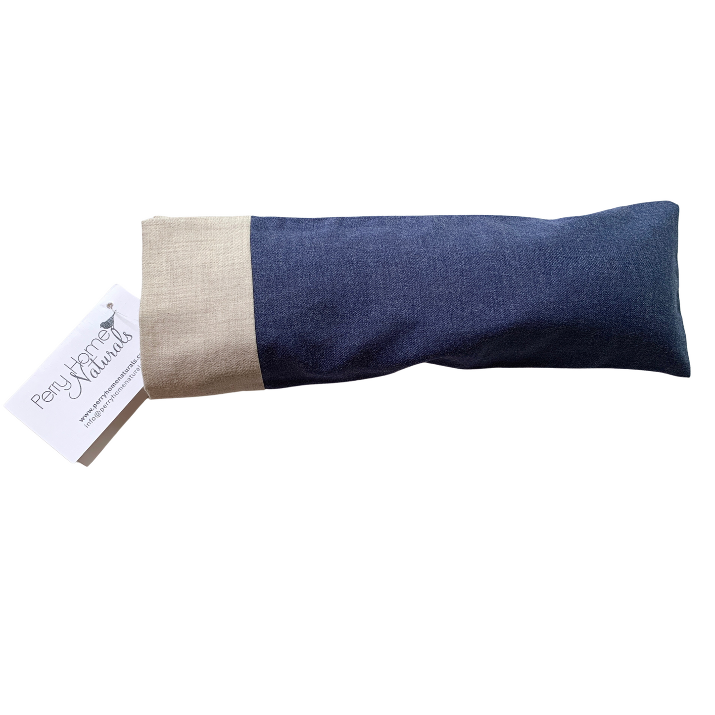 Aromatherapy Eye Pillow with Choice of Blend - Lisbon Brushed Cotton Navy with Oatmeal Trim