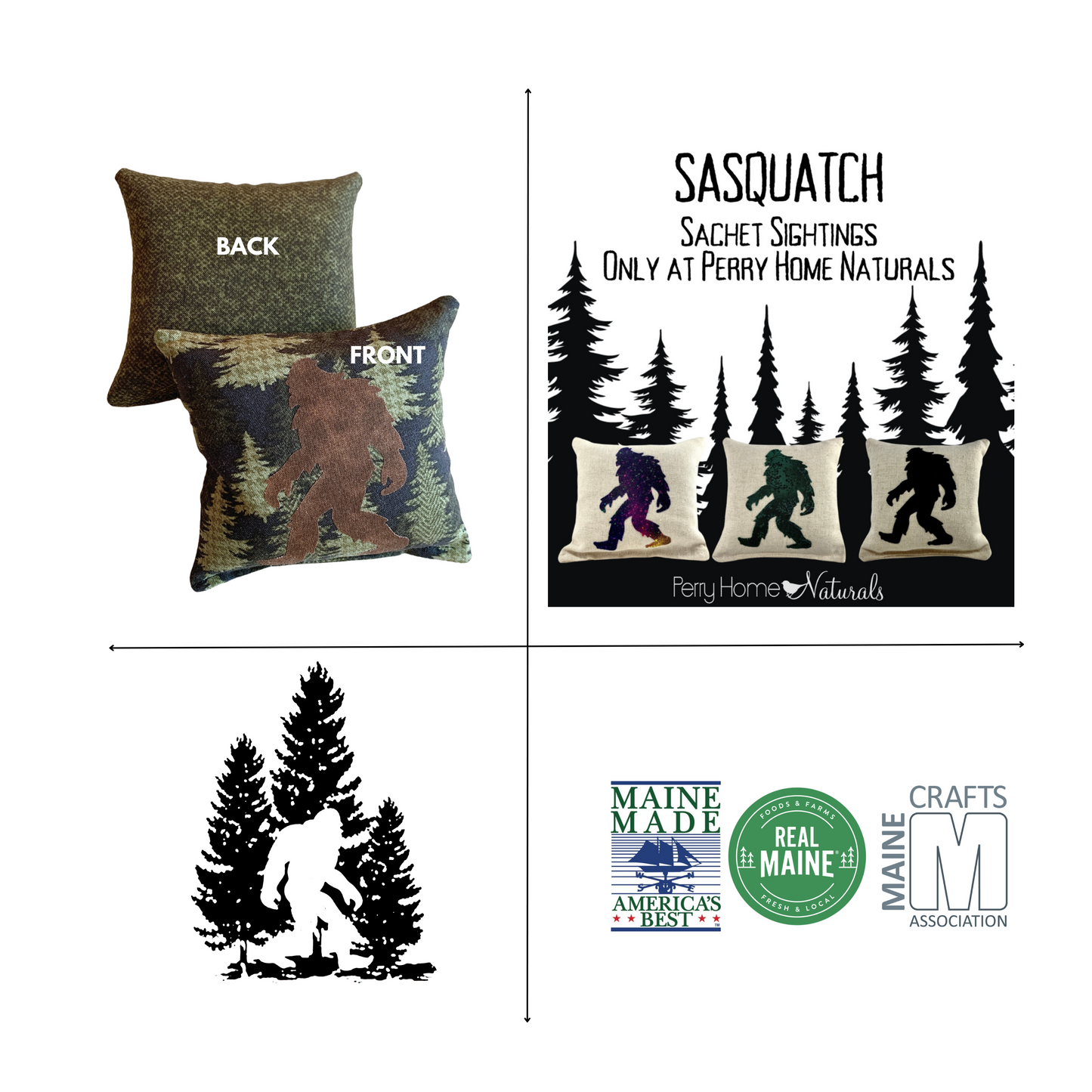 Sasquatch in the North Woods - Maine Balsam or Lavender Filled Sachet