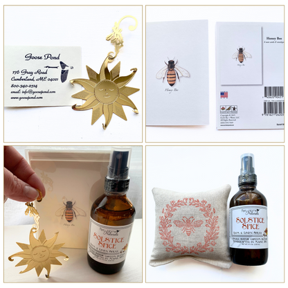 Sunny Day Honey Bee Gift Set - Ornament, Notecards, Sachet & Room Spray