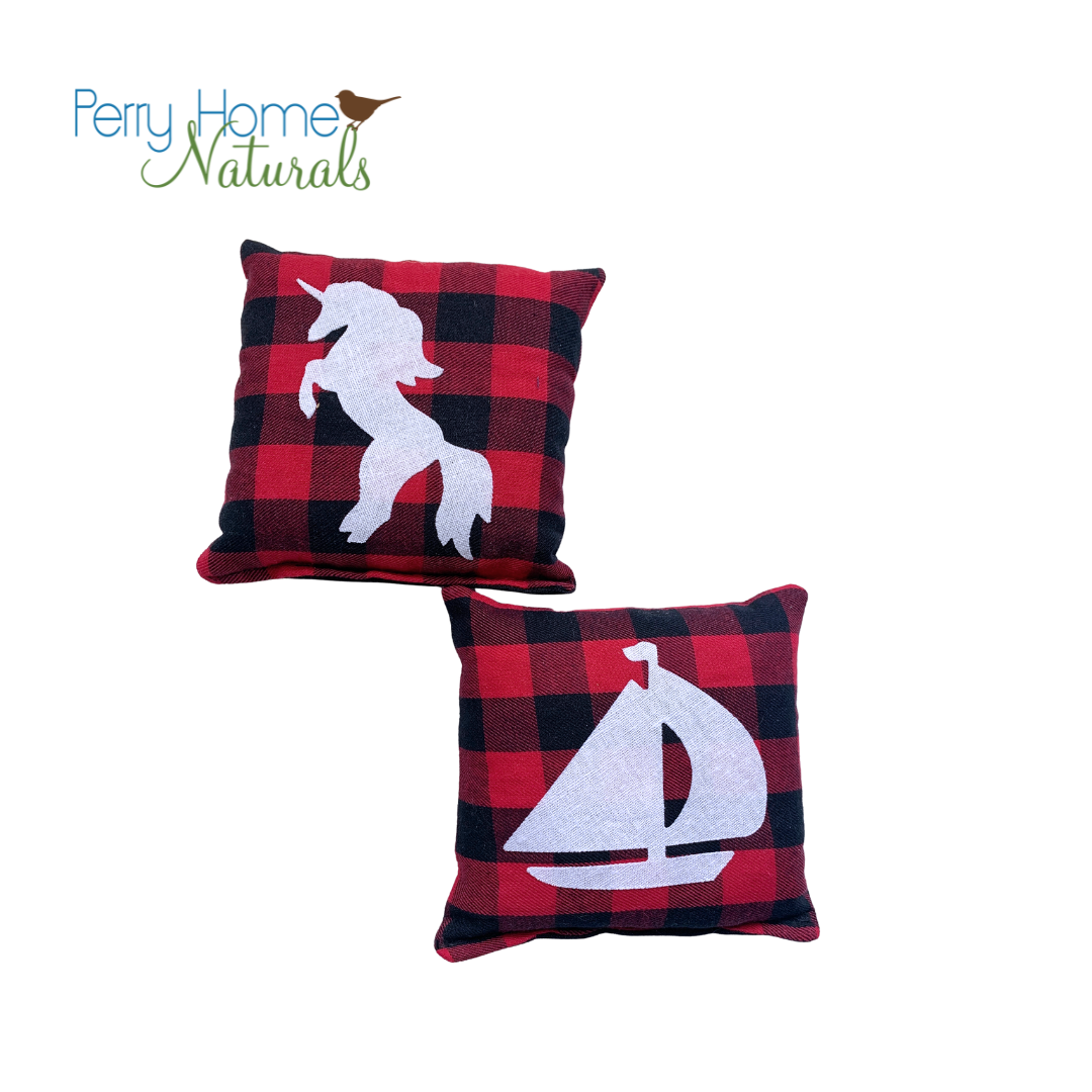 Unicorn & Sailboat Organic Lavender Sachet Set - Red & Black Check