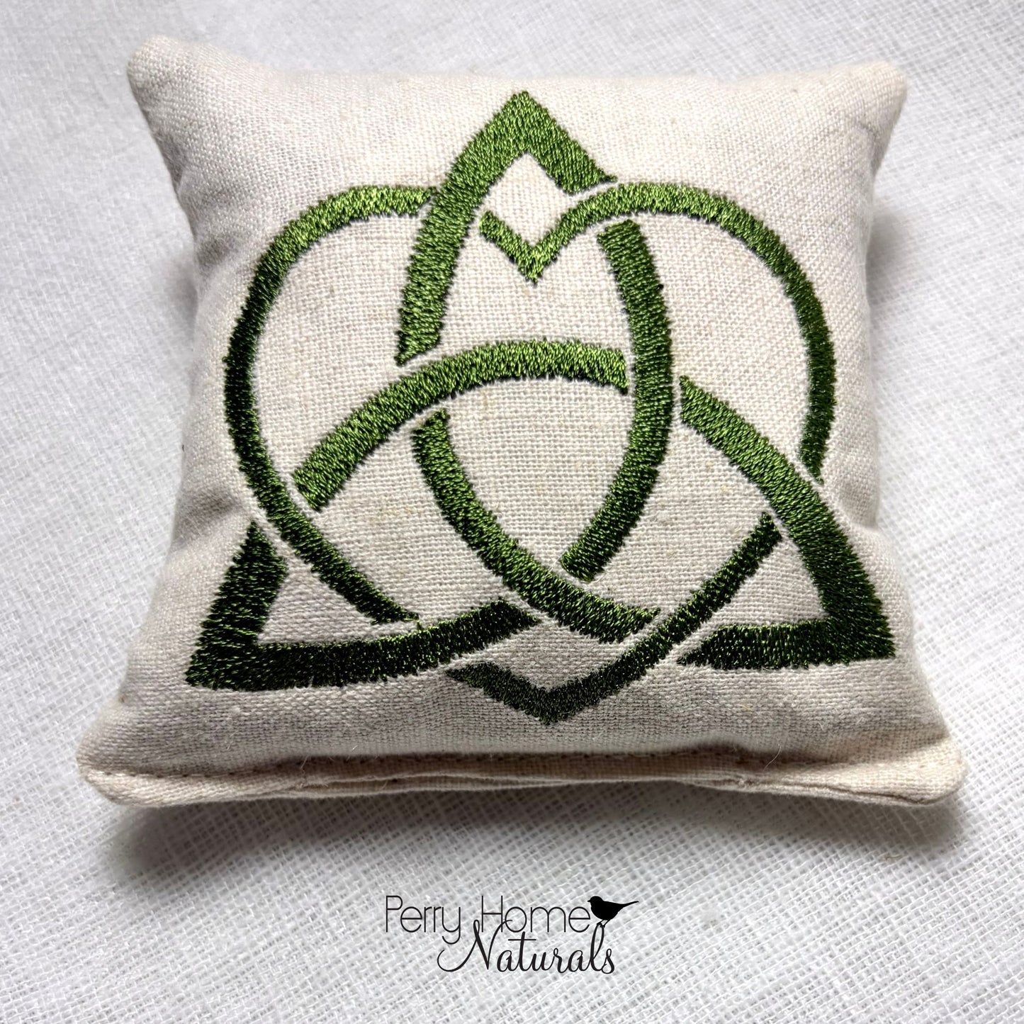Celtic Heart Knot Embroidered Linen Sachet