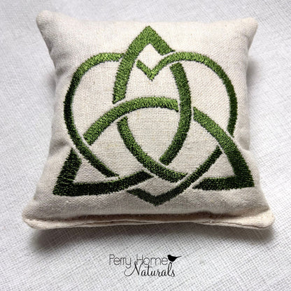 Celtic Heart Knot Embroidered Linen Sachet
