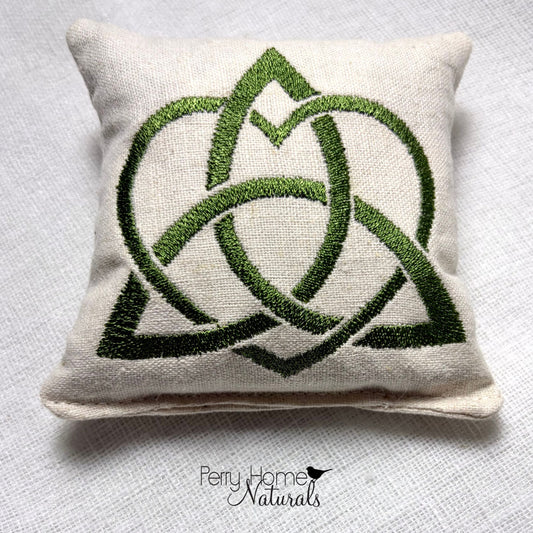 Celtic Heart Knot Embroidered Linen Sachet