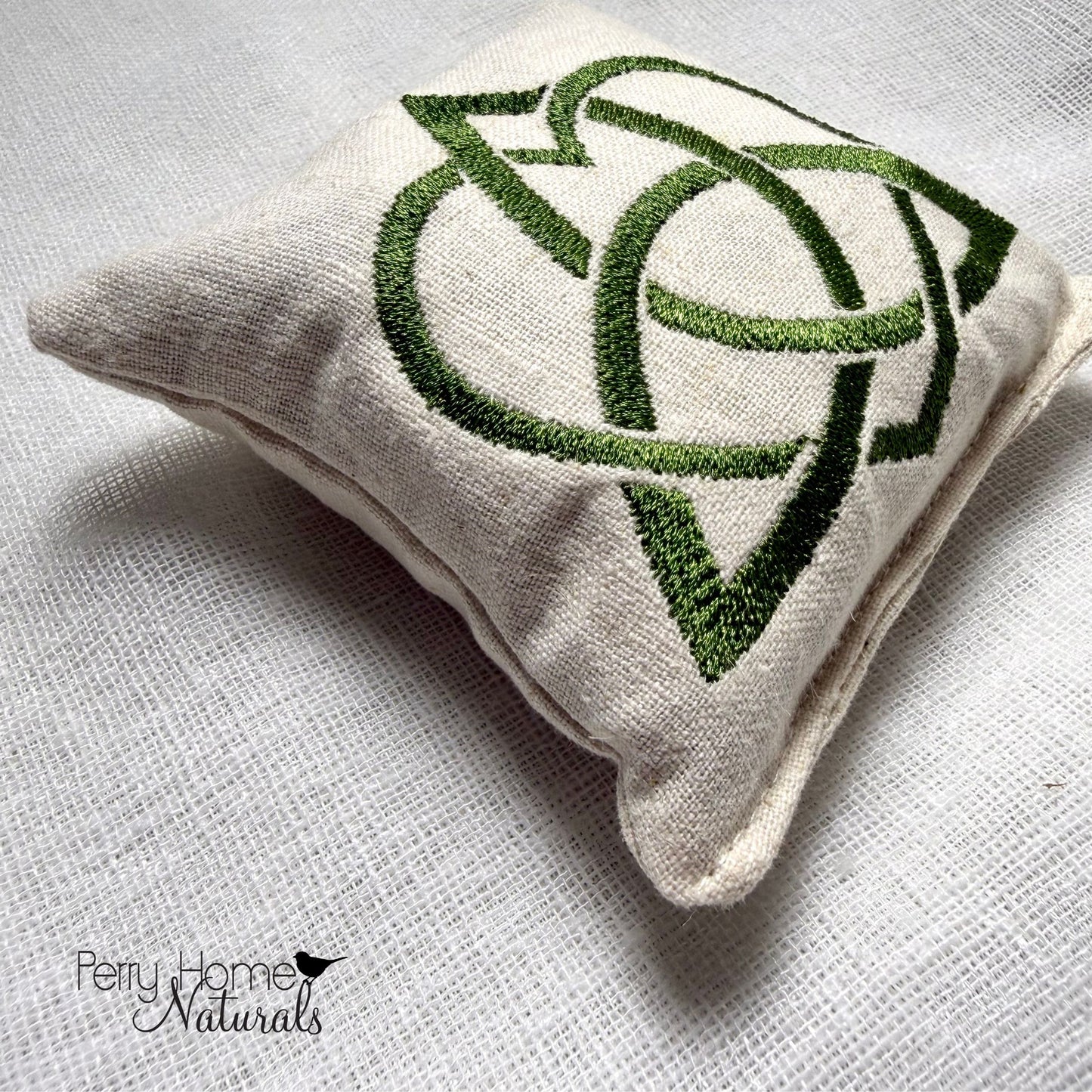 Celtic Heart Knot Embroidered Linen Sachet