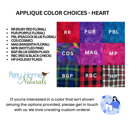 Heart Appliqued Sachet - Choice of Scent, Size, & Color