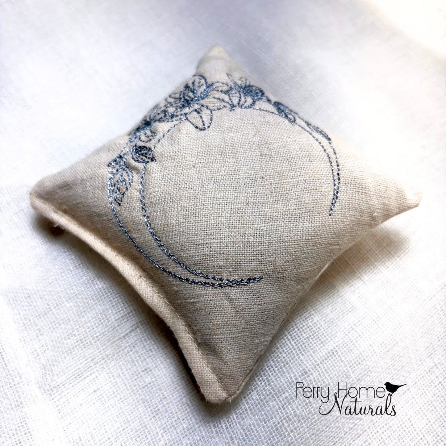 Moon Flower Embroidered Linen Sachet