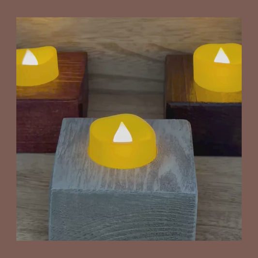 Handcrafted Wooden LED Tea Light Holder