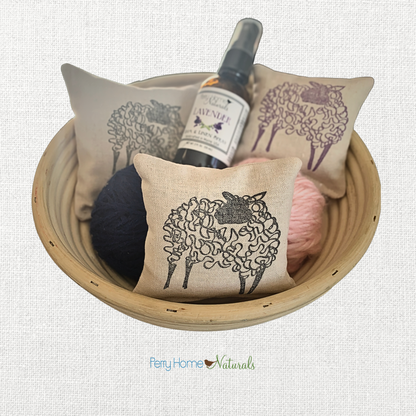 Sheep Design Linen Sachet - Maine Balsam or Lavender Filled