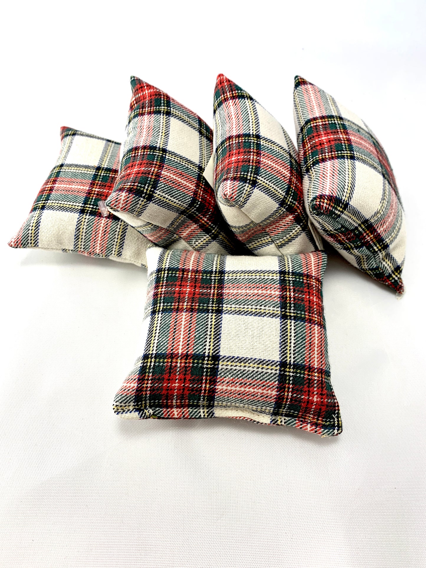 Maine Balsam Fir Sachets in Holiday Plaid Twill - Set of Five Small Sachets