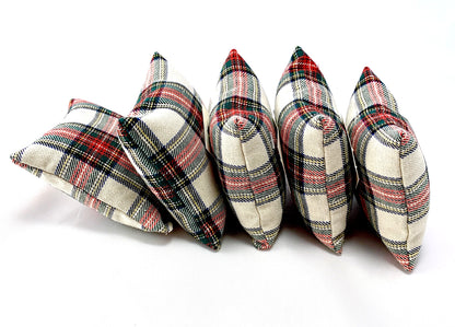 Maine Balsam Fir Sachets in Holiday Plaid Twill - Set of Five Small Sachets