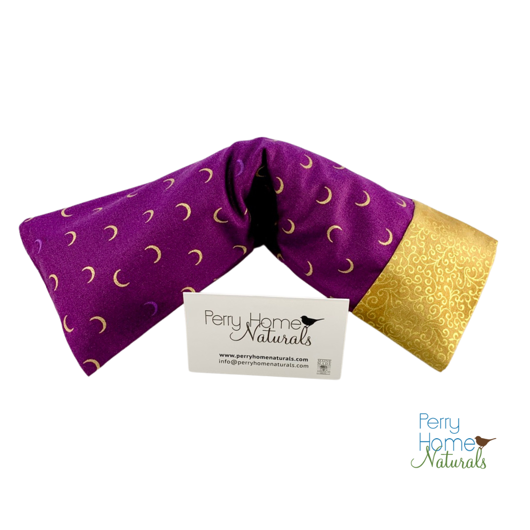 Aromatherapy Eye Pillow Purple & Gold Crescent Moons Design - Choice of Blend