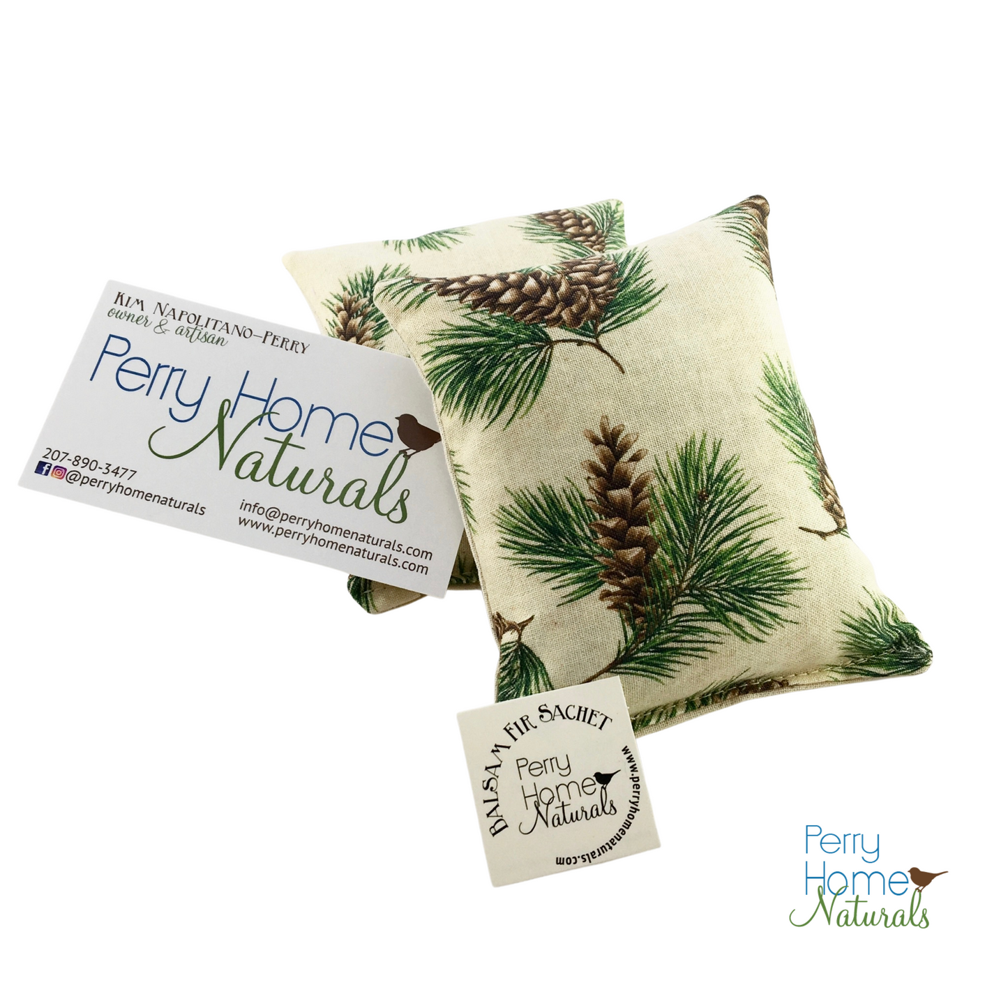 Maine Balsam Fir Pillow with Pine Print