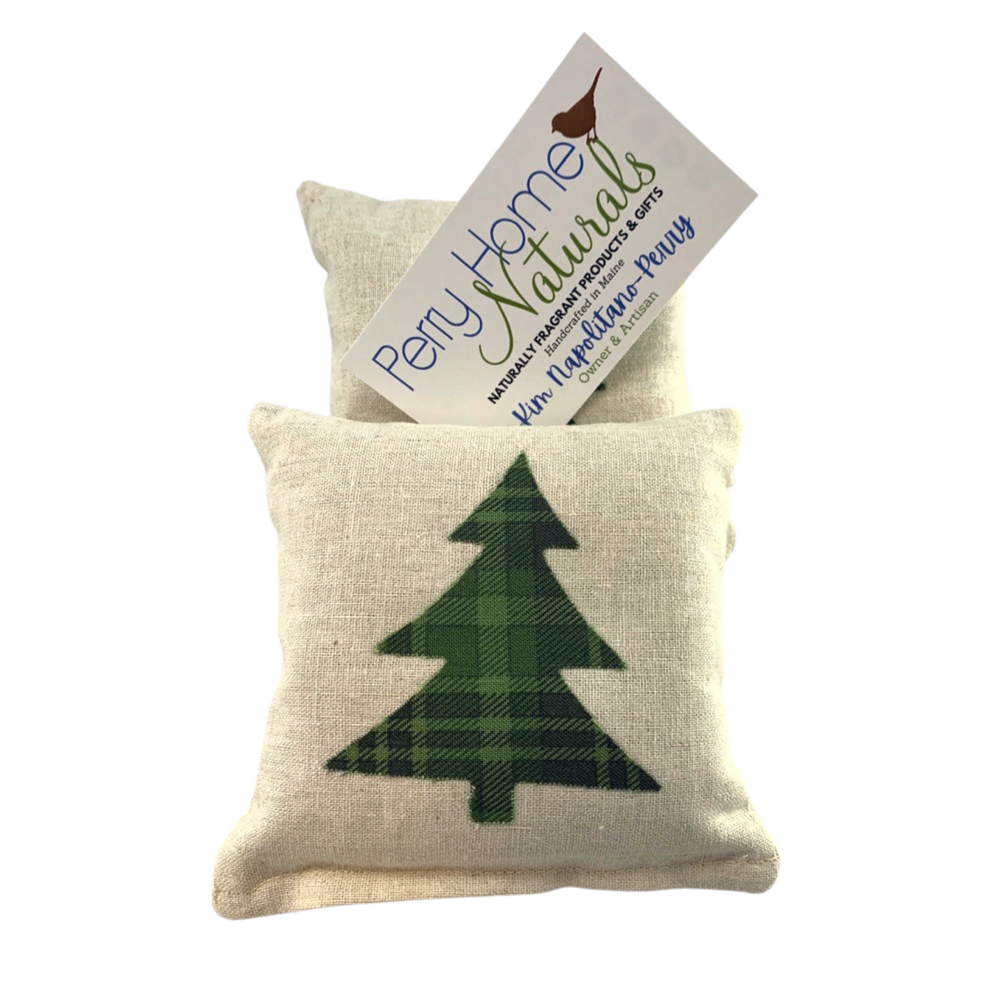 Set of 3 Balsam Fir Sachets with Big Tree Applique -Lakeside Plaid