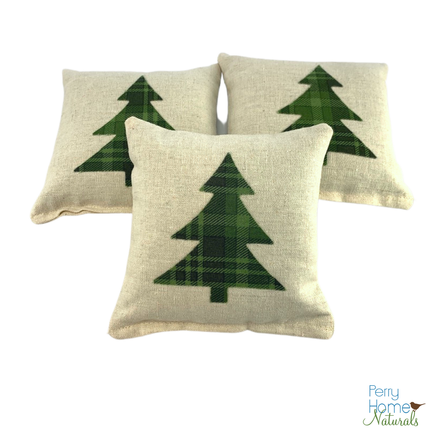 Set of 3 Balsam Fir Sachets with Big Tree Applique -Lakeside Plaid