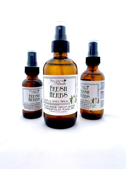 Fresh Herbs Room & Linen Spray - Organic Rosemary, Lavender, Eucalyptus Blend