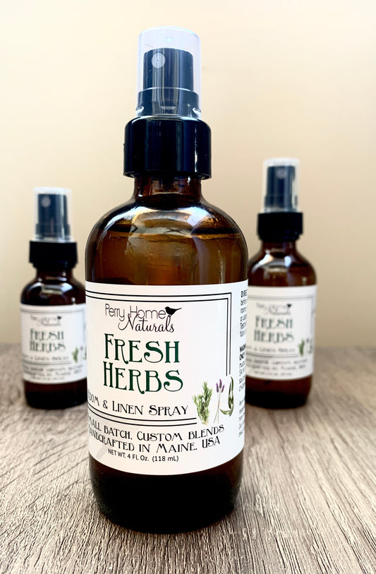 Fresh Herbs Room & Linen Spray - Organic Rosemary, Lavender, Eucalyptus Blend