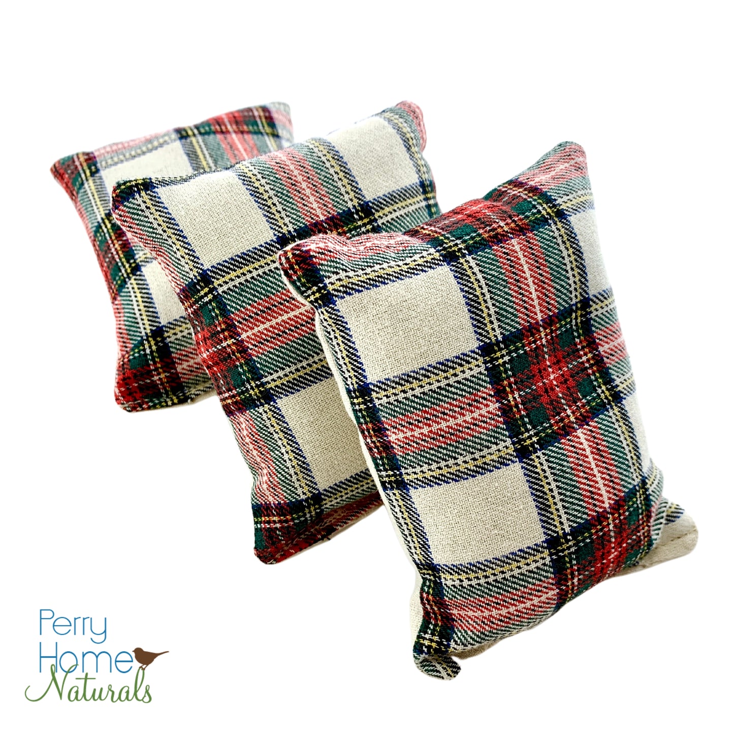 Maine Balsam Fir Pillow Trio in Holiday Plaid