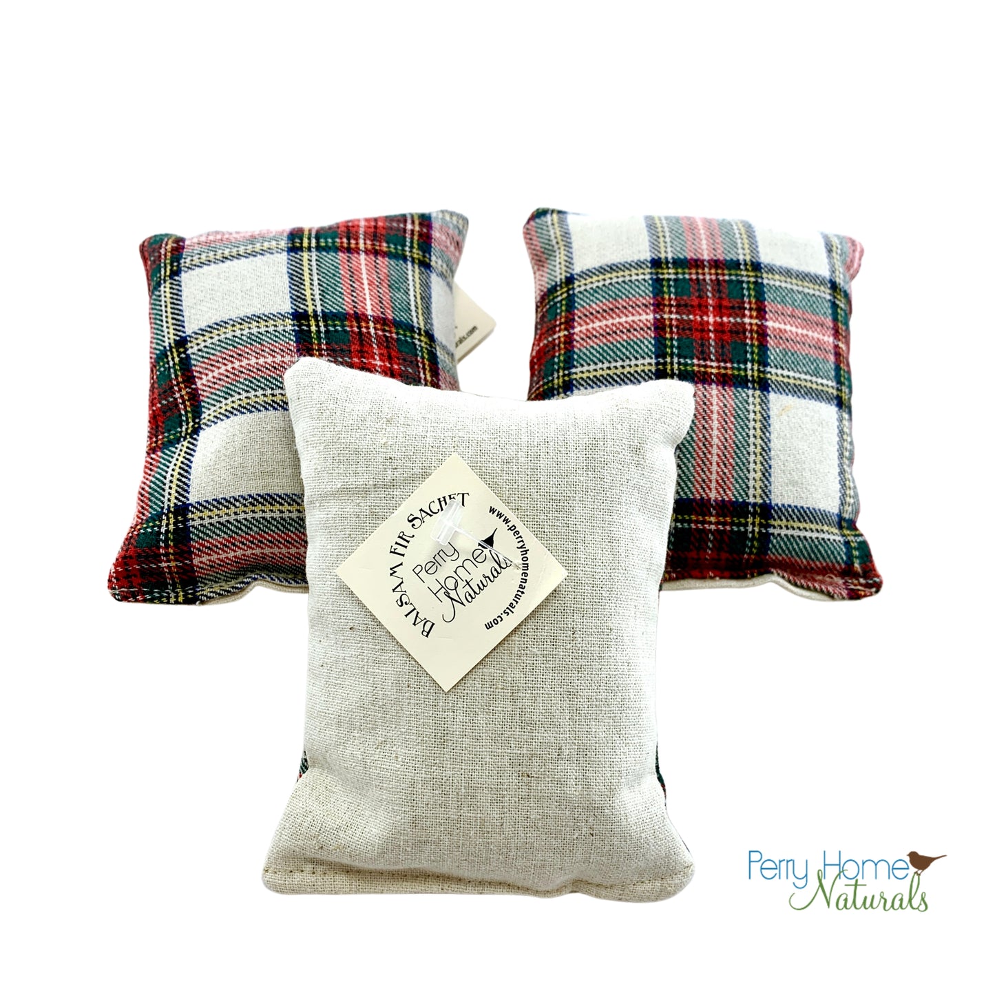 Maine Balsam Fir Pillow Trio in Holiday Plaid