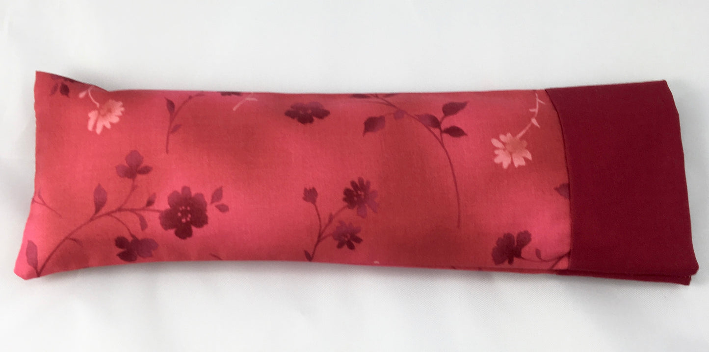 Migraine Relief Blend Aromatherapy Eye Pillow - Ruby Red Flowers Design